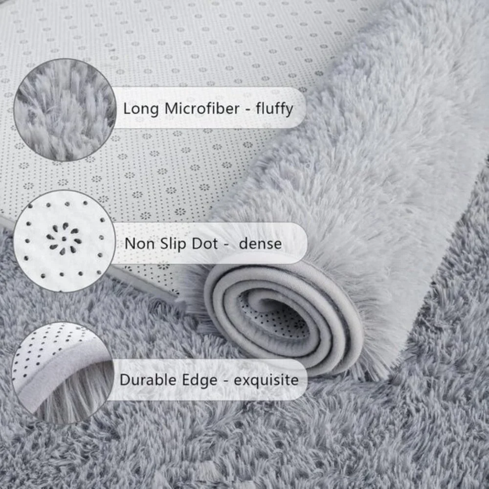 New 2x6 Grey Fluffy Runner Rug, Soft Shag Non-Shedding Carpet for Kids & Home
